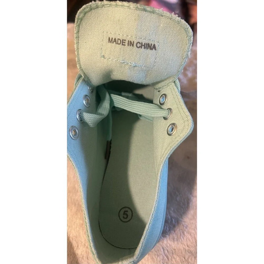 SPORTS Teal Canvas Low Top Lace-Up Sneaker Tennis Shoes Unisex Kids US size 5